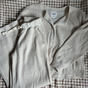 Aerie Cream Waffle Lounge Set